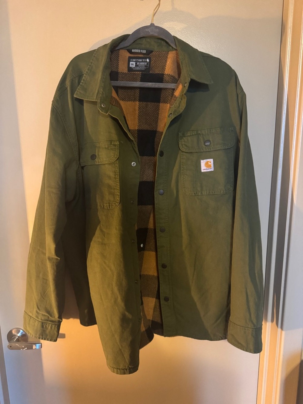 Carhartt Olive Green Rugged Flannel-Lined Shirt Jacket
